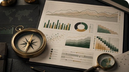 Financial reports and compass visual for Capital Compass
